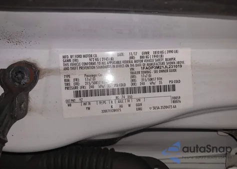 2018 Ford Focus Sel z USA, uszkodzony, nr VIN 1FADP3M21JL231019